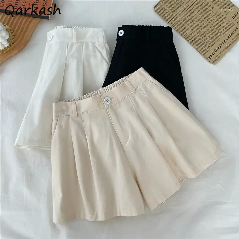 Pantalones cortos para mujer Mujeres Verano Cintura alta Chic Moda Vintage Casual Simple Estudiantes Ulzzang All-Match Office Ladies 3 Color Ocio