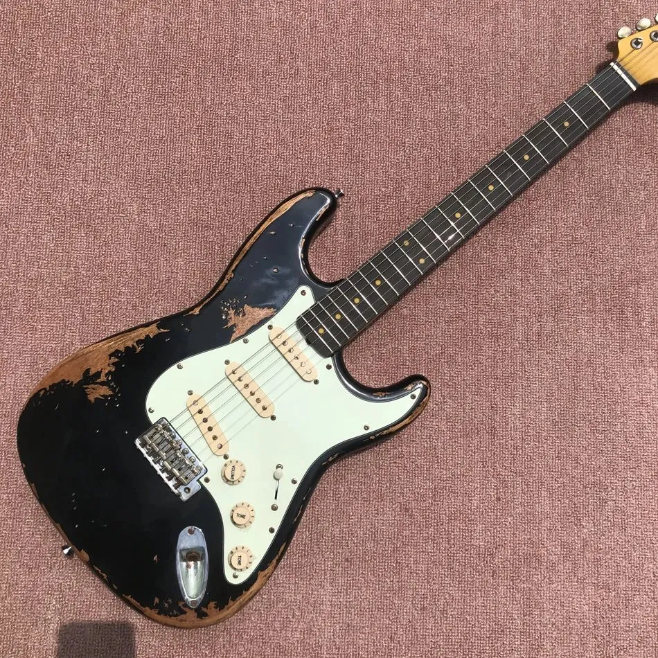 Classic Custom Shop Heavy Relic Eric Clapton Signature Chitarra elettrica, Chitarra Relic nera personalizzata invecchiata 00