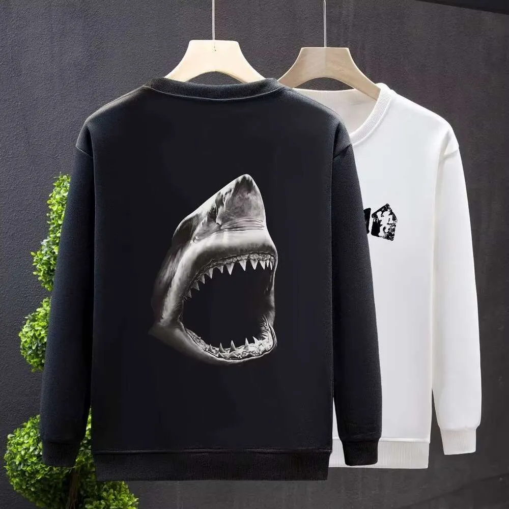 Chaopai Light Luxury Shark Animal Print Populära runda nacke Pullover långärmad tröja för och ungdomar i år mångsidigt och bekvämt mode för män och kvinnor