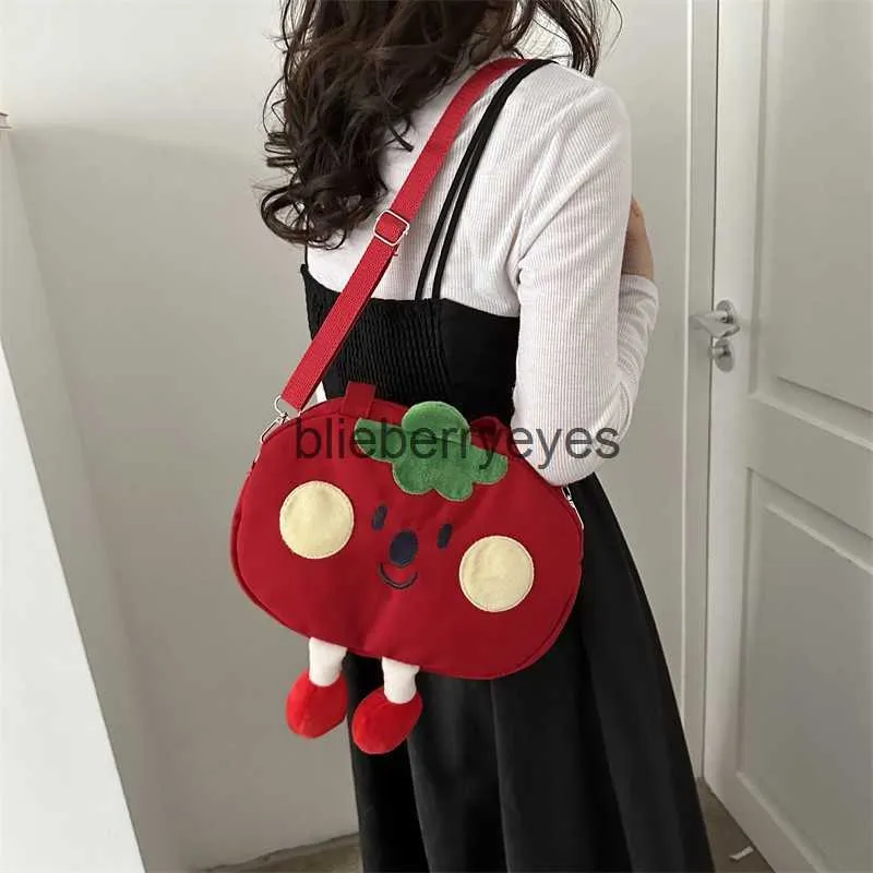 Shoulder Bags Canvas Bag Heart Bill of Lading Shoulder Bag 2023 New Capacity Net Tomato Bag and Pea Bagblieberryeyes