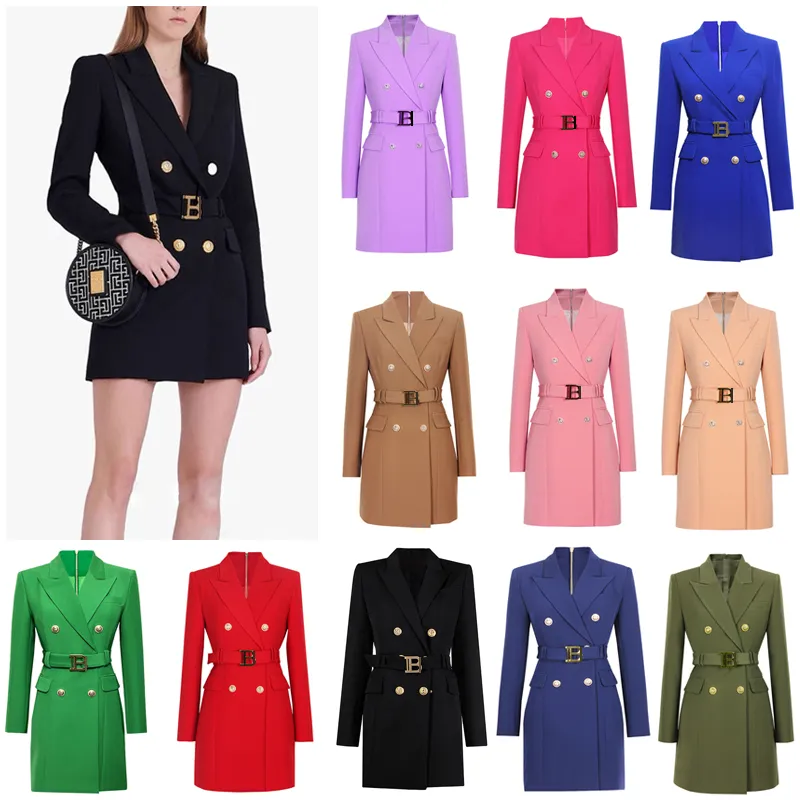 Femmes costumes blazers printemps été automne hiver décontracté mince femme longues vestes jupe mode dame bureau costume poches affaires cranté co