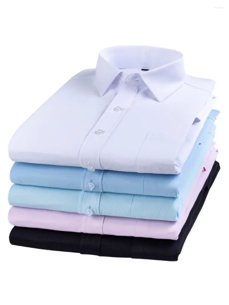 Men's Dress Shirts Business Casual Striped Shirt Spring Autumn Long Sleeve Slim Professional Interview Pure White