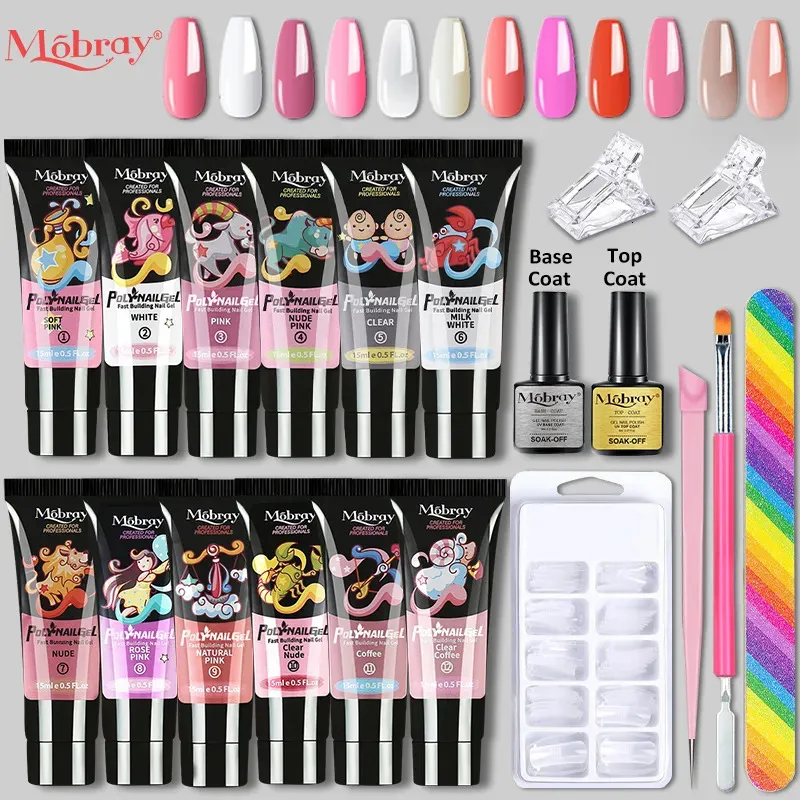 Kit per nail art Mobray Set di gel acrilico acrilico Kit di estensione Costruzione rapida Tutto per il design del manicure 231013