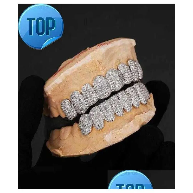 Customizable Moissanite Teeth Grillz With 925 Silver Decorative Braces