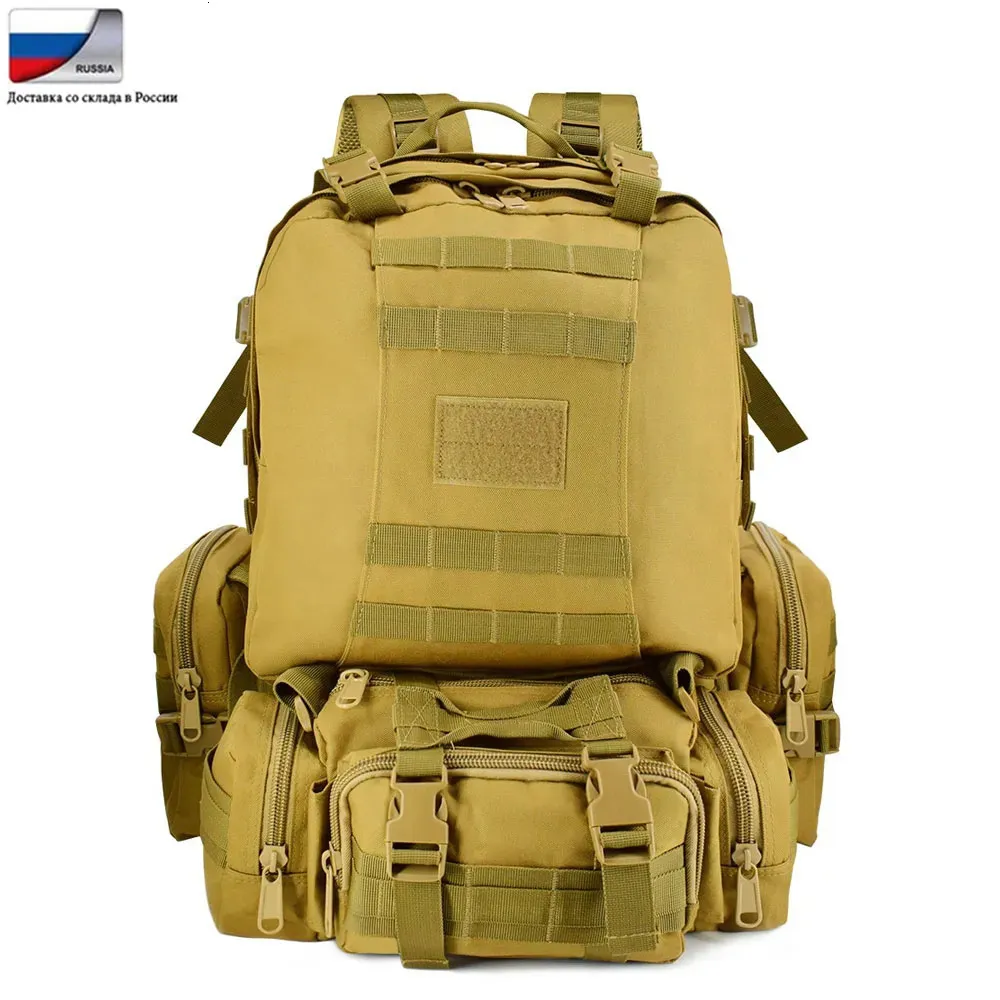 Sac à dos 55L-70L grande capacité militaire hommes sac à dos 4 en 1 Molle hommes Sport tactique sac à dos en plein air randonnée escalade sacs mise à niveau 231013