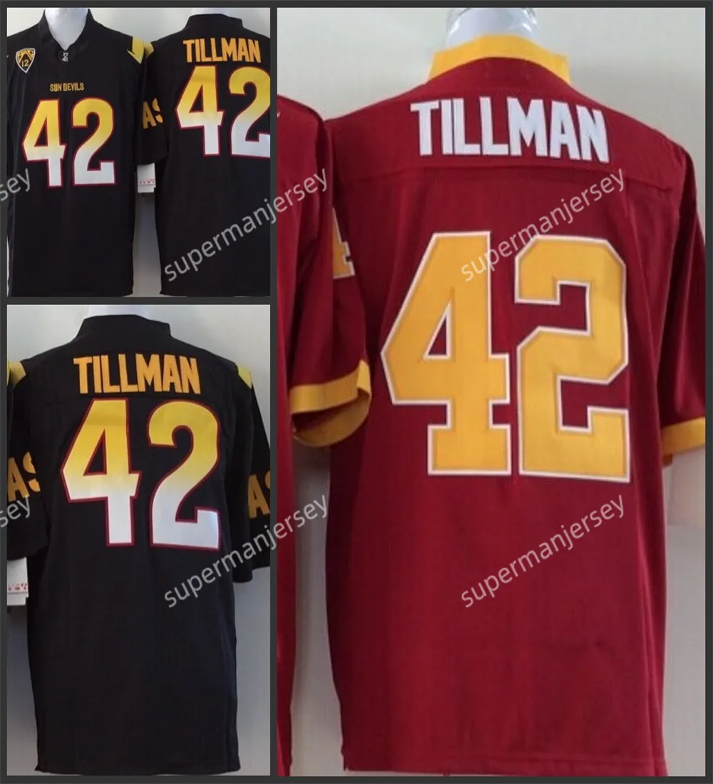 NCAA Arizona State College Football Jersey 42 Tillman Black Red Siched