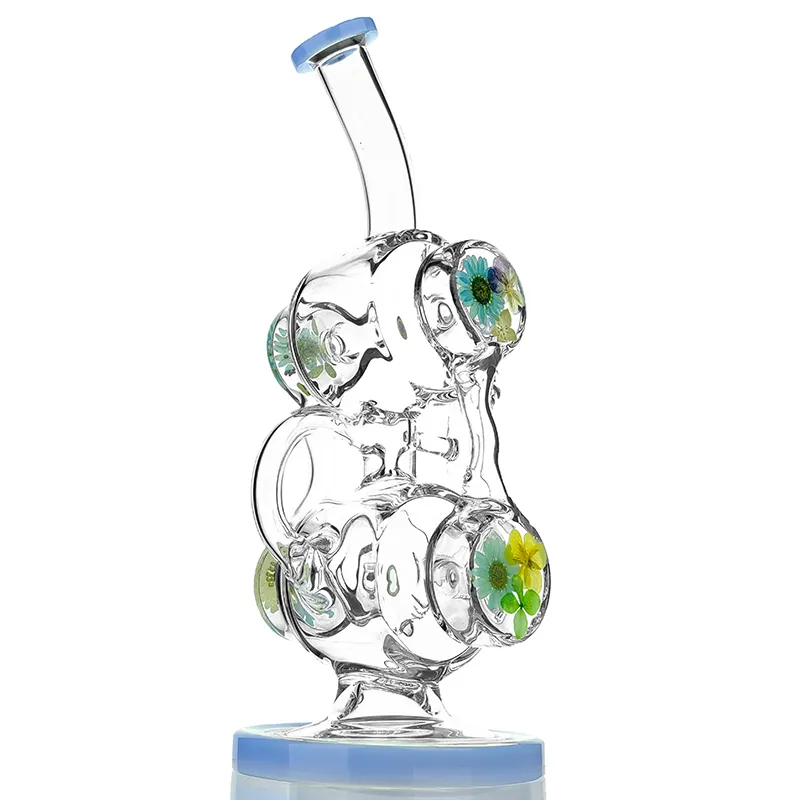 Yeni Tasarım Kız Cam Recycler Borular 14mm Ortak Geri Dönüşümleyici Bubbler Bong kuru bitki kuleleri kurutulmuş çiçek geri dönüştürücü bong dab teçhizat Sigara içme cam su borusu girly bongs