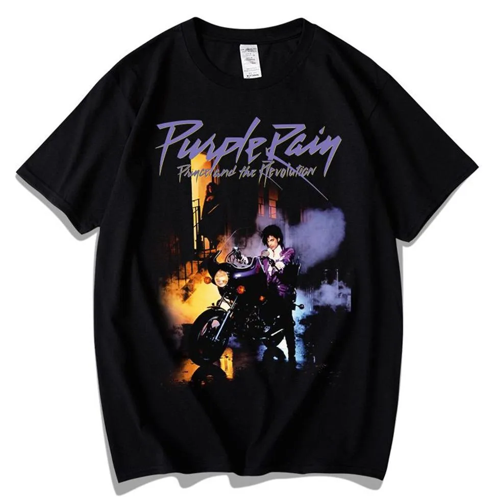 Męskie koszulki Prince Purple Rain and the Revolution T Shirt emo punk koszule rock hipis men guhirts goth gothic tee283o