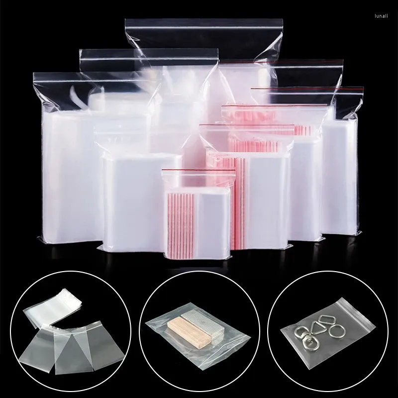 Sacs de rangement 100pcs transparents auto-scellants en plastique cadeaux alimentaires bonbons sac pochette bijoux refermables scellés