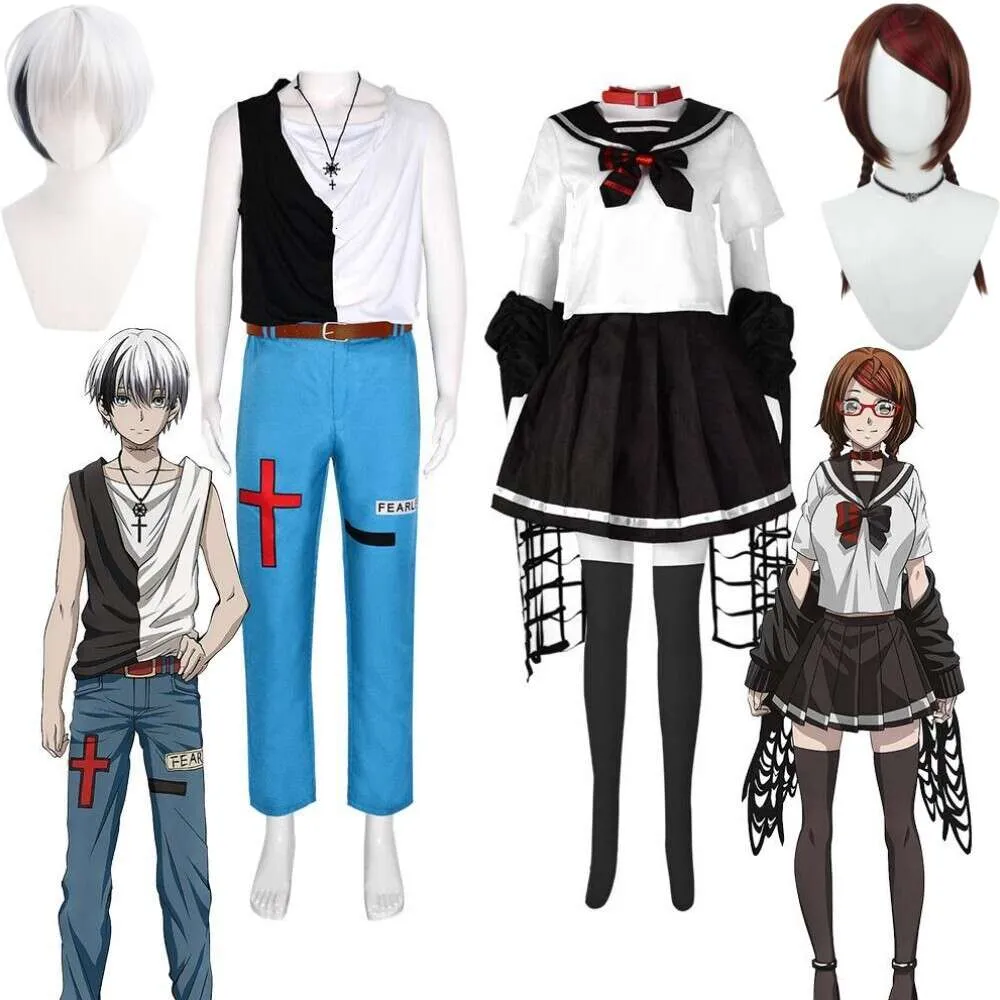 Perruque de Costume de Cosplay Anime Dead Mount Death Play Dmdp Shinomiya Polka Rizdilusia Redrazalf Sakimiya Misaki, Costume d'halloween