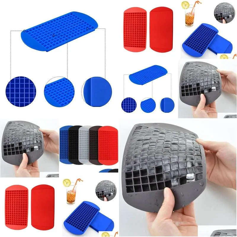 Ice Buckets And Coolers 160 Grids Cubes Maker Mini Sile Cube Molds Mod Tray Kitchen Tool For Whiskey Mold Drop Delivery Home Garden Dhznl