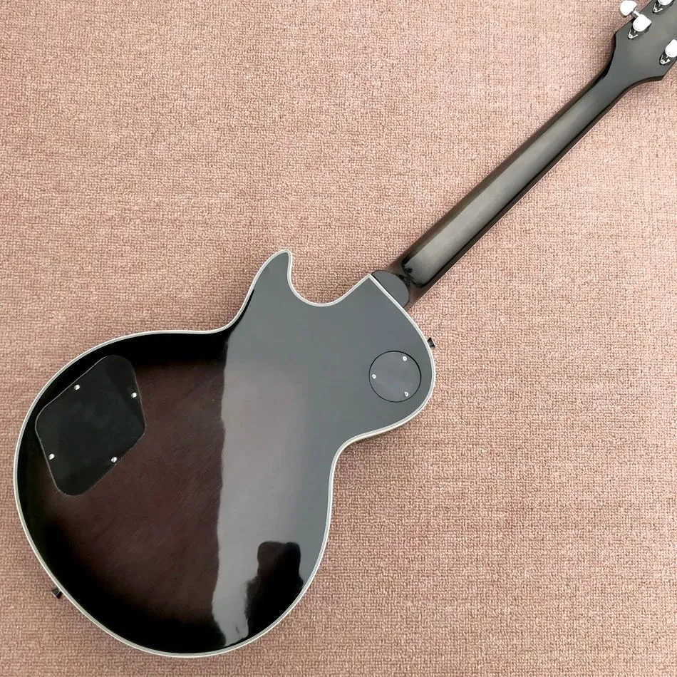 Niestandardowa gitara elektryczna, czarny klonowy top, podstrunnica z drzewa różanego, chromowany sprzęt, bezpłatna wysyłka
