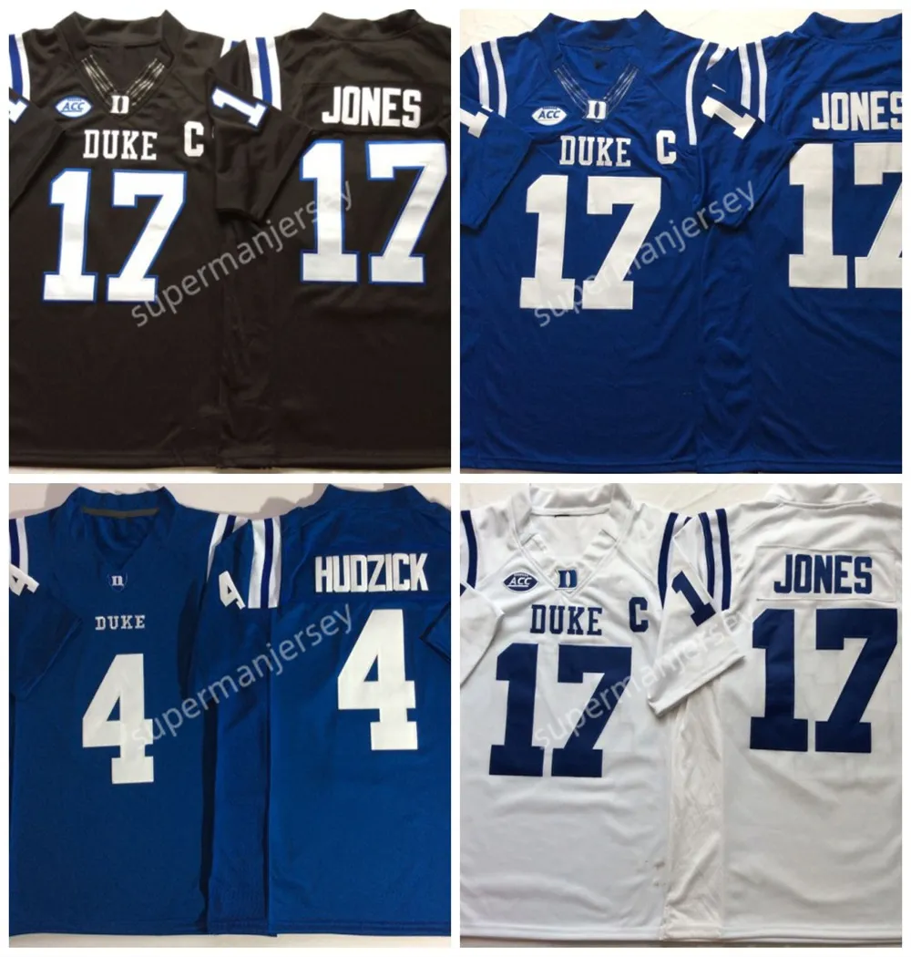 NCAA Duke Blue Devils College Football Jersey 17 JONES 4 HUDZICK