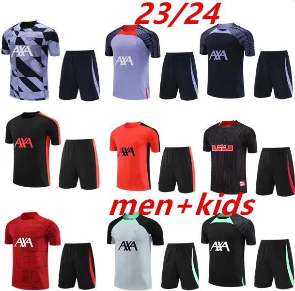 23 24 Kortärmad träningsdräkt Män fotbollsspår 22 23 24 Soccer Jersey Kids Football Training Suit Tracksuits Sursetement Foot Chandal Jogging Set Set Axa