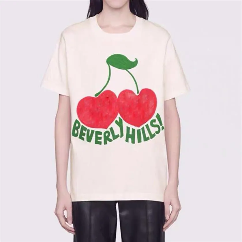 2022s Beverly Hills Cherry Designer T-shirt Men mode lyxkläder Kort ärmkvinnor Punk Print Letter Summer Skateboard Bre286x