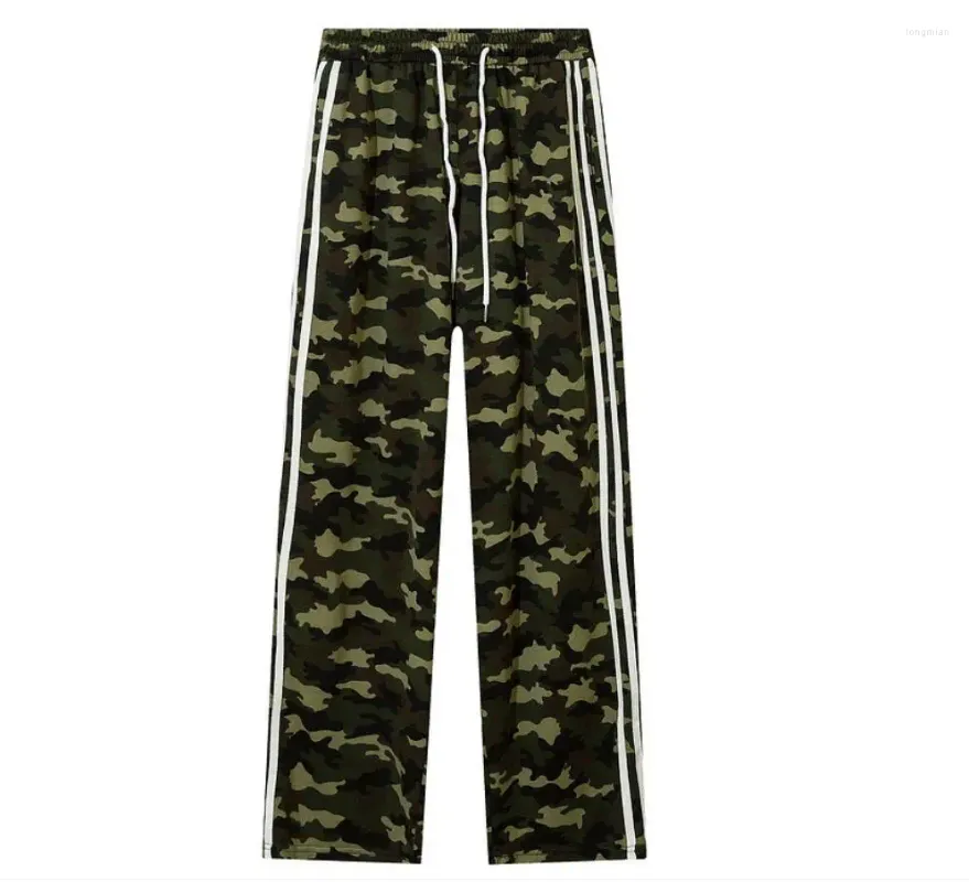 Herrbyxor vår sommaren casual kamouflage sweatpants män kläder streetwear joggers snabba löst byxor