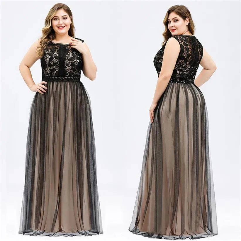 Robes de soirée grande taille pour femmes, longueur au sol, élégantes, maxi, sans manches, en dentelle Empire, robes de soirée241N