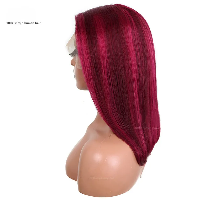 Peruvian Virgin Human Hair Ombre Light Dark Pink Tpart Bob Burgundy Wig Silky Straight Highlighted 150 180 210 Density From Wigsstore7777 50.96 DHgate.Com