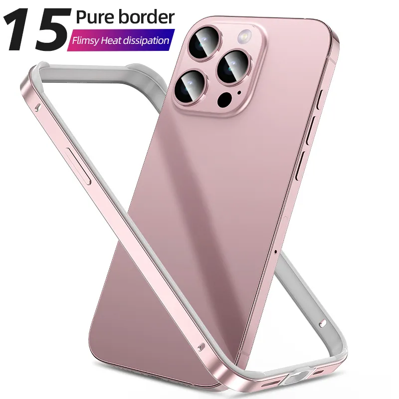 Cell Phone Bumpers Hybird Silicone Aluminum Alloy Frame For iPhone 15 Pro 14 13 12 11 XS Max XR Luxury Metal Thin Light Heat Dissipation Premium Cover