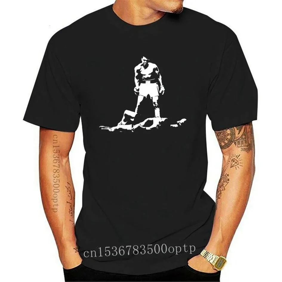 Heren T-shirts Shawnajjarosz Heren Mohamed Ali Punch 1942-2021 T-shirt Zwart Met Korte Mouw2247h