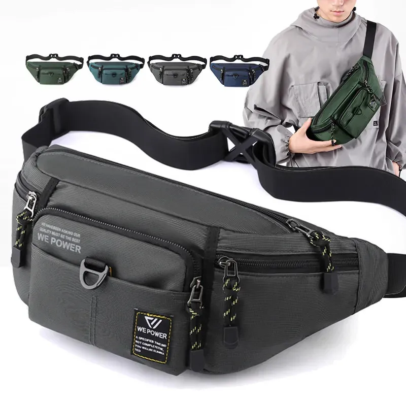 Sacos de cintura Homens Hip Bum Fanny Pack Saco Dinheiro Bolsa Nylon MultiPocket Moda Viagem Sling Cruz Corpo Peito Masculino Cinto 231013