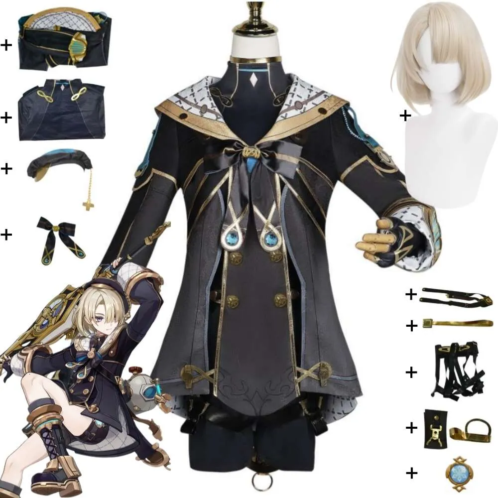 Gioco Cosplay Genshin Impact Freminet Costume Cosplay Parrucca Anime Fontaine Hotel Bouffes D Ete Uniforme Halloween Stage Performance Suit