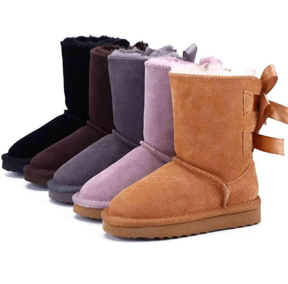 Новая зимняя детская обувь, зимние сапоги из натуральной кожи для малышей с бантиками, детская обувь для девочек U