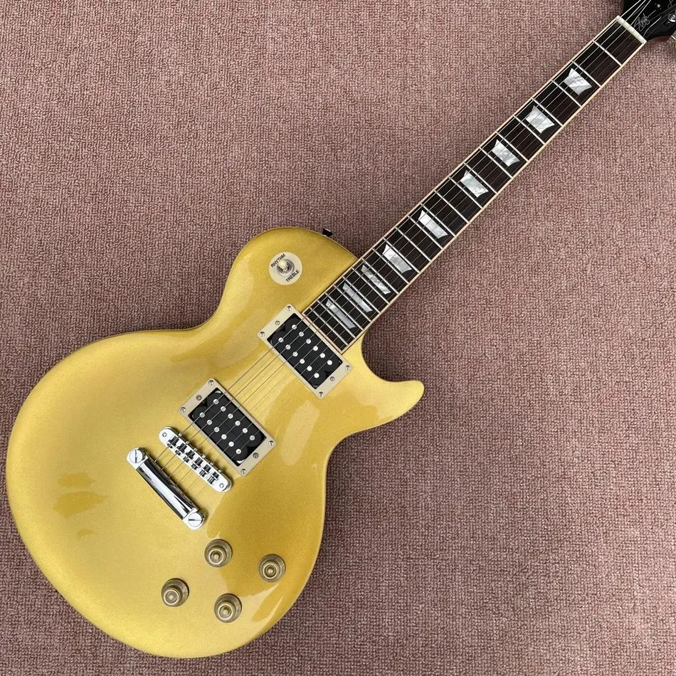 Slash appetite guitarra elétrica ouro maple superior zebra captadores, um pedaço de corpo pescoço, trastes ligação, ponte tune-o-matic