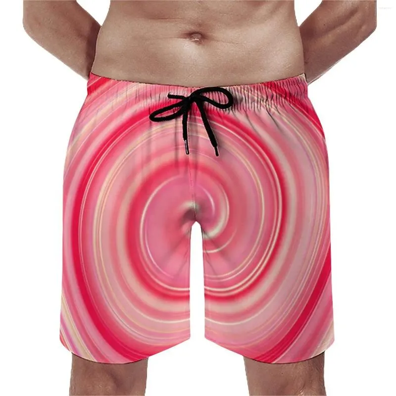 Shorts masculinos Board Candy Swirls Casual Swim Trunks Ouro e Rosa Masculino Secagem Rápida Sportswear Tamanho Grande Praia Calças Curtas