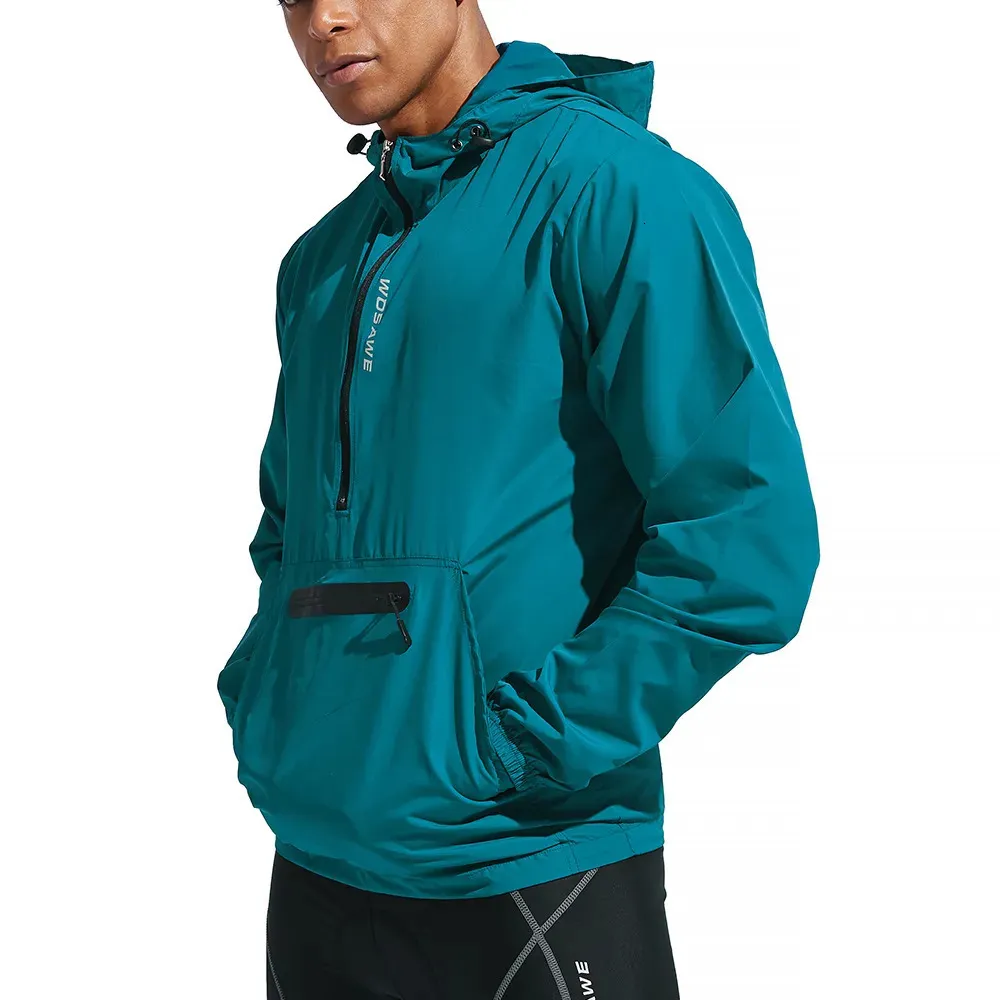 WOSAWE veste de cyclisme à capuche pour hommes coupe-vent grande poche de rangement vélo coupe-vent pare-brise vêtements de vélo course en plein air 231013