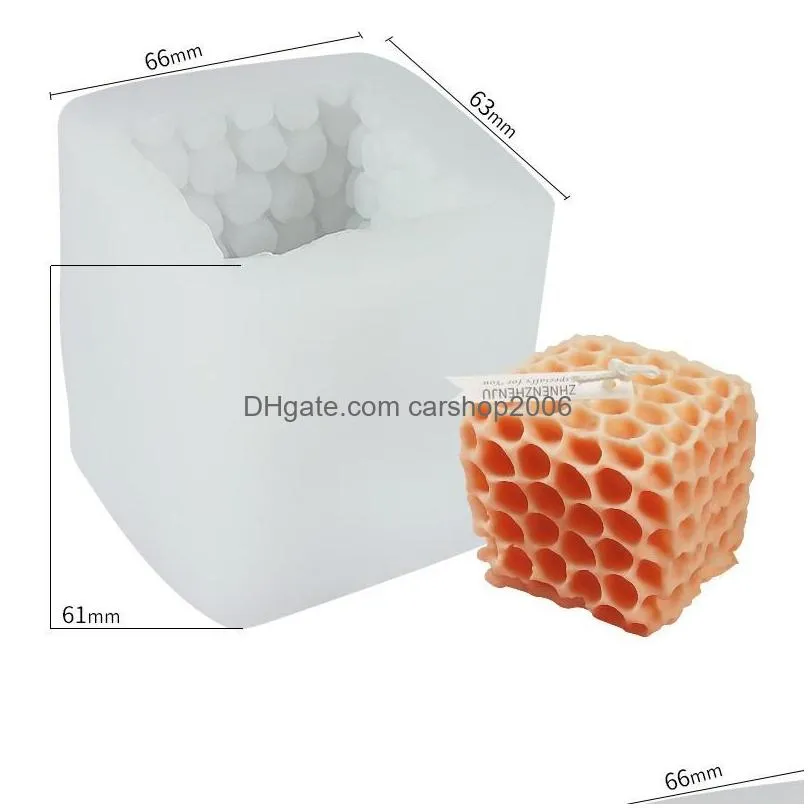 Ferramentas de artesanato Cubo Honeycomb Scented Candle Gesso Sile Mold Food Grade Chocolate Mousse 3D Forma Moldes Presente de Casamento Home Drop Delive Dhqqp