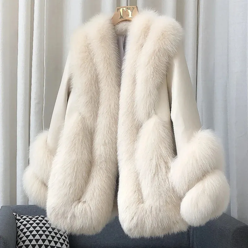Women's Fur Faux Women Winter Coat Genuine With Natural Sheep Skin Leather Female Fashion Real Jackets 231013