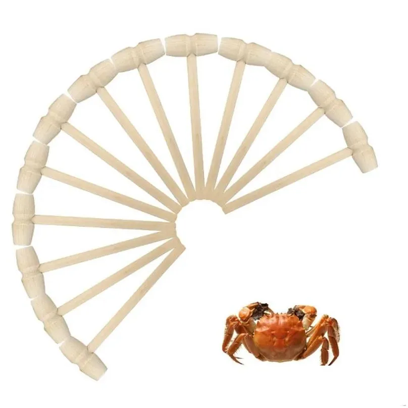 Martello Mini frutti di mare in legno Aragosta Granchio Artigianato in pelle Gioielli Cioccolato Crostacei Mazze di legno Martelli Strumenti di cottura Giocattoli per bambini Drop Dhxmz