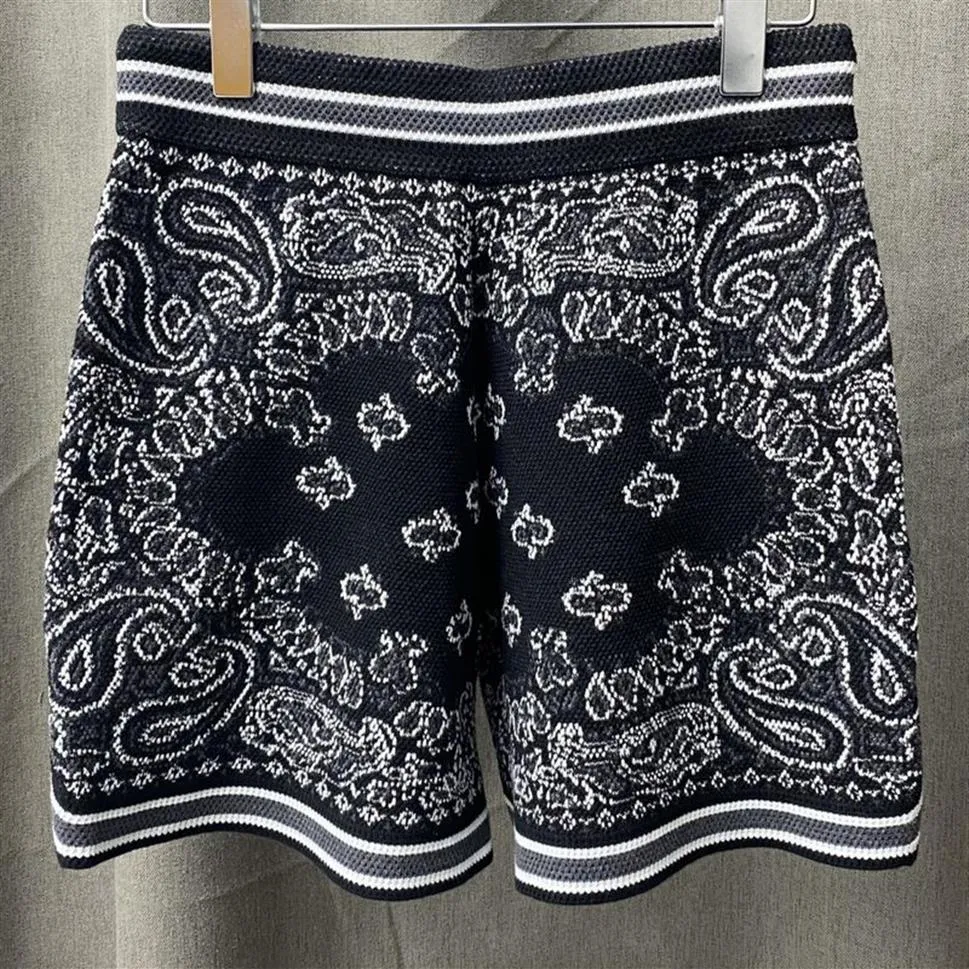 Short d'été Vintage imprimé Paisley pour hommes, short tricoté en cachemire, Jacquard, tricot brodé, pantalon de survêtement 225H