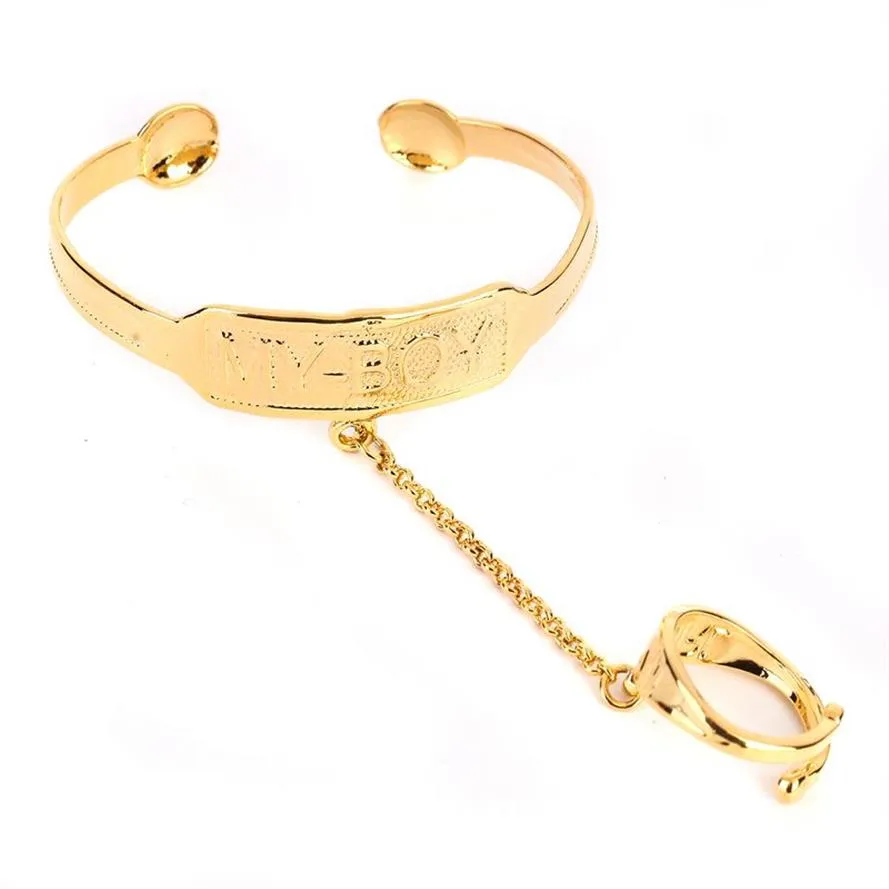 Nuovi braccialetti placcati in oro per bambini, braccialetti regolabili, regalo di gioielli con bella scultura con Ring223j