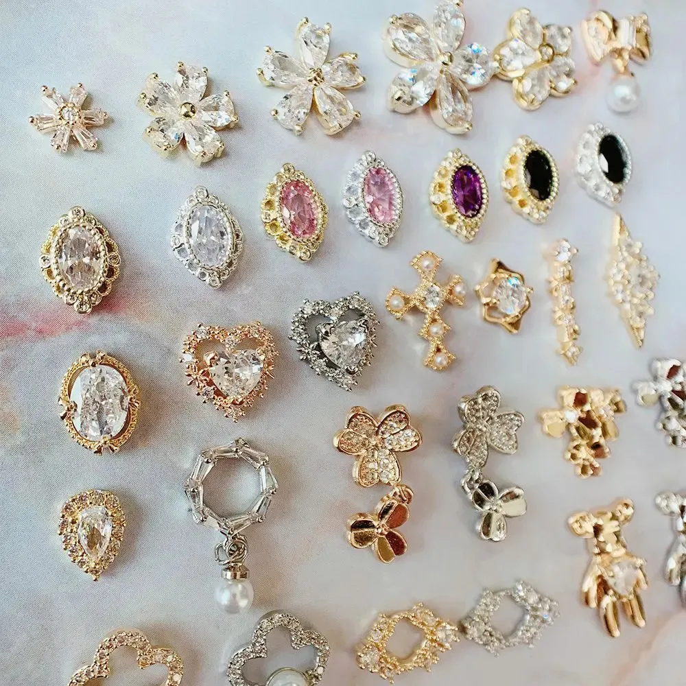 Nail Art Decorations 10pcs lot Oval Flower Bear Charms Jewelry Luxury Parts Gems Stones Crystal s Decoration Accessories 231013