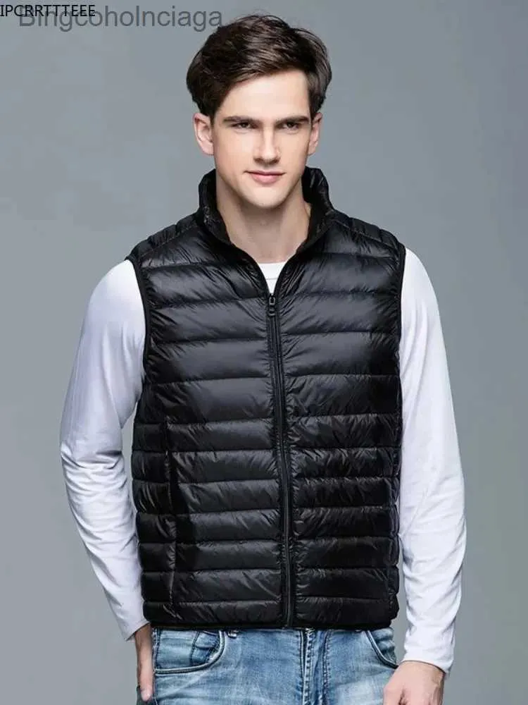 Coletes masculinos 2023 novos homens primavera outono para baixo colete jaquetas leve empacotável puffer sem mangas colete coatsl231014