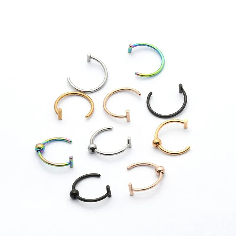 Boho ağız dudak halkaları dolandırıcılar delme paslanmaz çelik sahte septum c klip yüzük burun delme burun yüzüğü kadın vücut mücevherleri 8/10mm