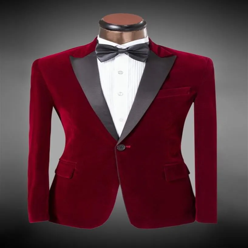 vestito pantalone 2016 Nuovo design da uomo Abito in velluto bordeaux Abito da sposo da sposa 5XL Giacca da uomo 196p