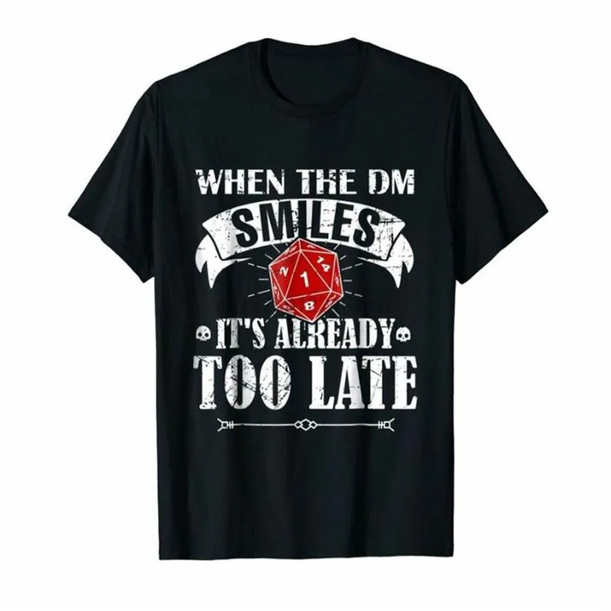 Camisetas para hombres Black Dnd When Dm Game Master Smiles Tabletop Rpg Shirt Us MenS Trend 2021 Transpirable Tee280s