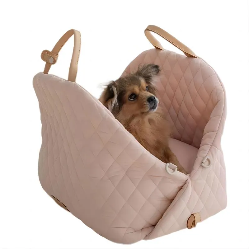 YUEXUAN Siège de voiture design pour chiens de petite et moyenne taille, sac portable pour chiens et chats, siège rehausseur antidérapant avec coussinet, laisse de sécurité, lit de voiture durable, installation facile