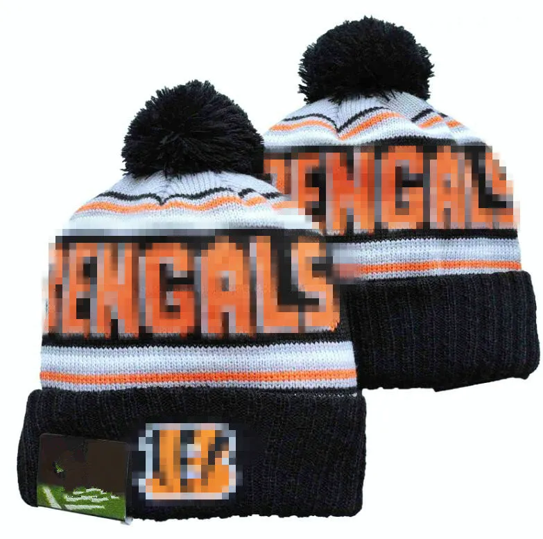 Men Knitted Cuffed Pom Bengals Beanies Cincinnati Bobble Hats Sport Knit Hat Striped Sideline Wool Warm BasEball Beanies Cap For Women a3