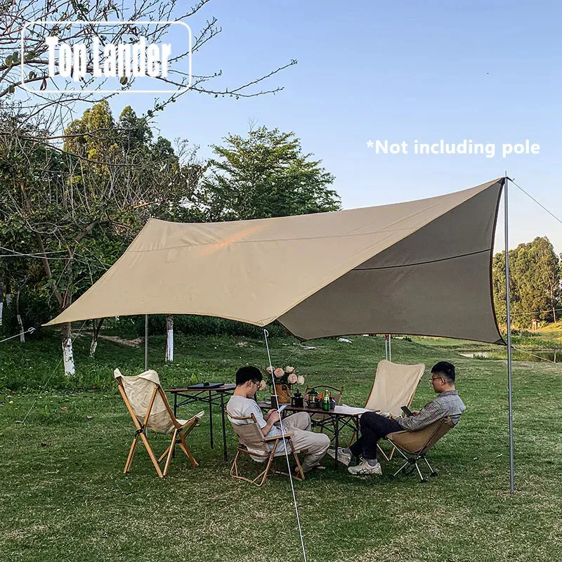 Tents and Shelters 4.5X4.5m Sliver Coating Tarp Waterproof Outdoor Camping Hexagonal Butterfly Canopy Tourist Sunshade Beach Sun Shade Awning Tent 231013