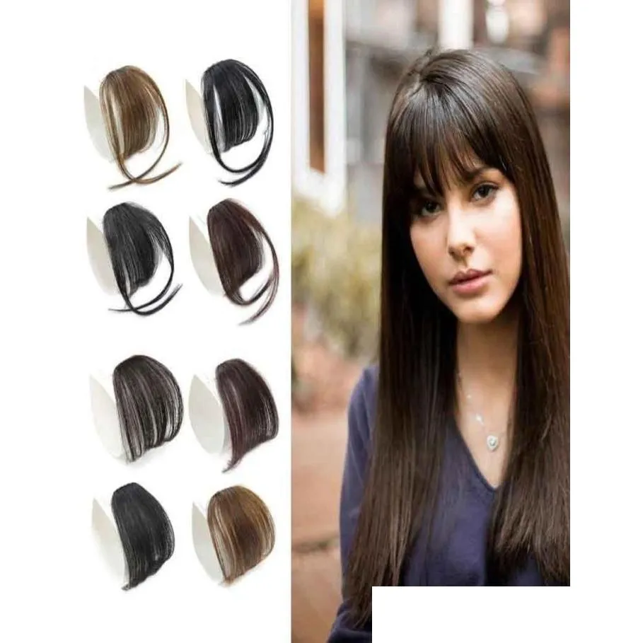 Bangs 100 Human Hair Hand bundet frans hårstycke Klipp i luften med Temple for Women6494420 Drop Delivery Products Extensions DHY41