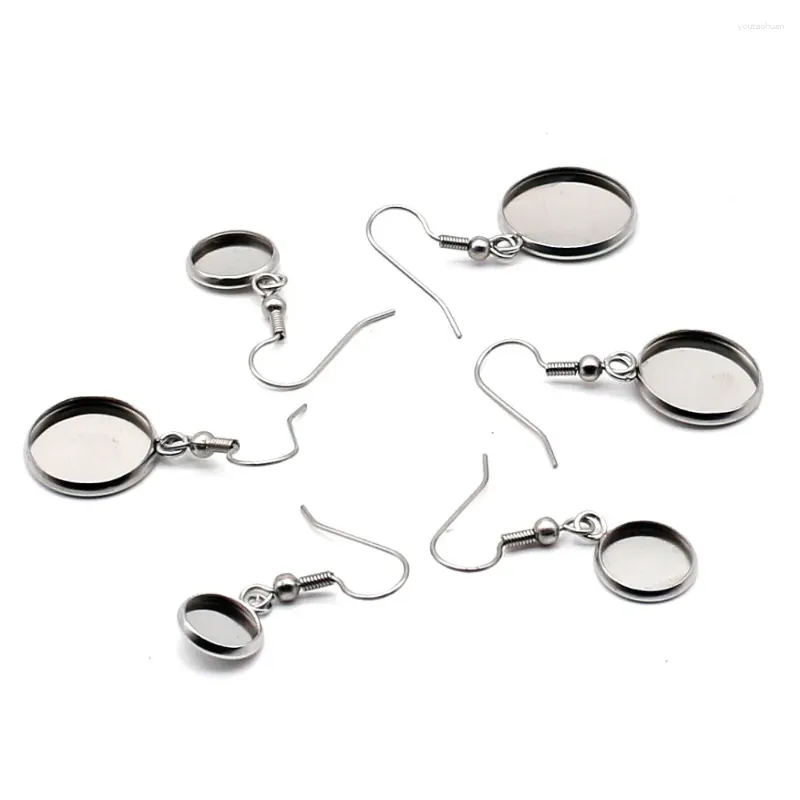 Stud Earrings 50pcs Stainless Steel Blank With Earring Hook Cabochon Settings Tray Fit For DIY Jewelry Making Findings