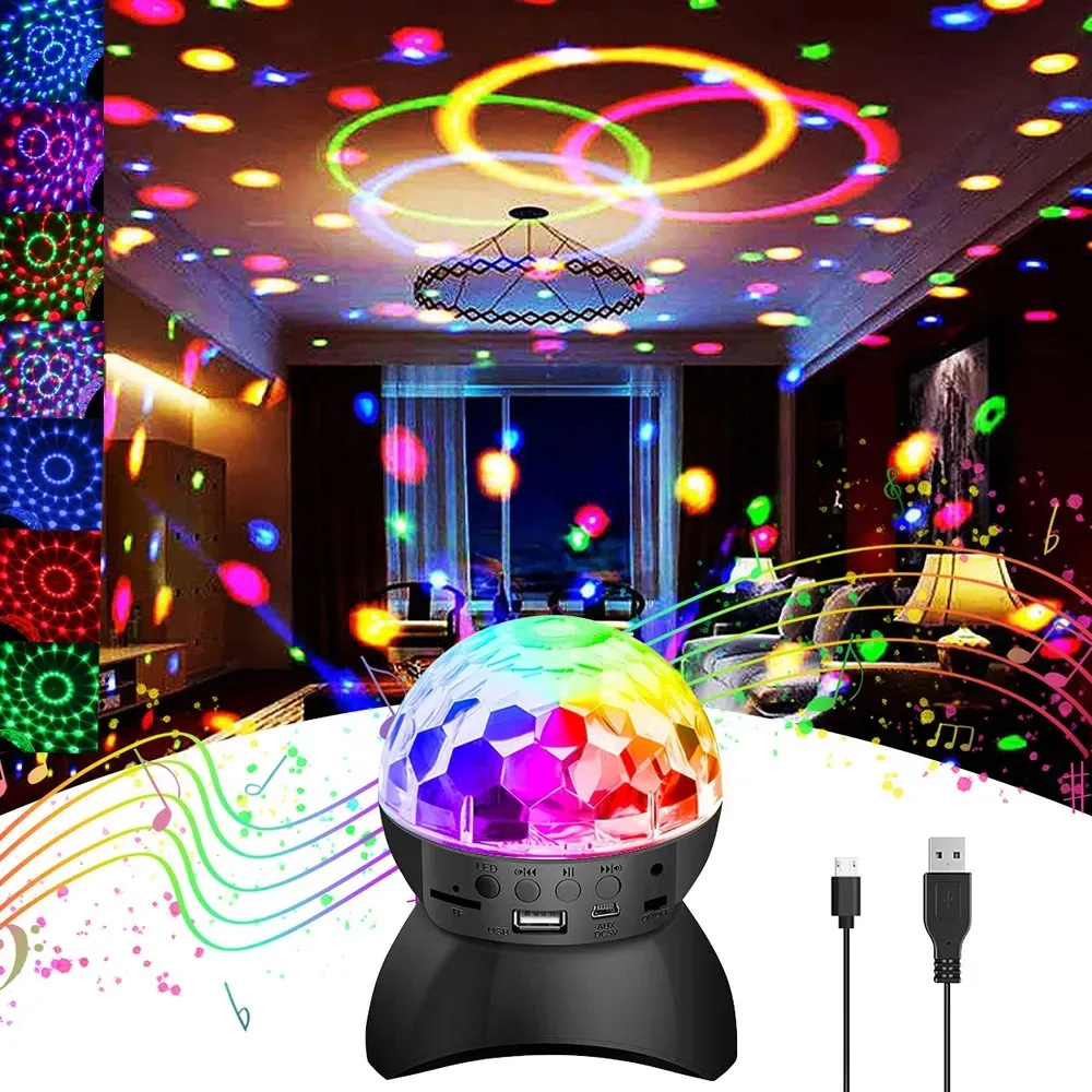 RGB DISCO Light DJ Luces Discoteca Lamp Portable Bluetooth Speakersbirthday Party Lights Decorations Ball Projector Christmas Stage Lampen Club Lighting