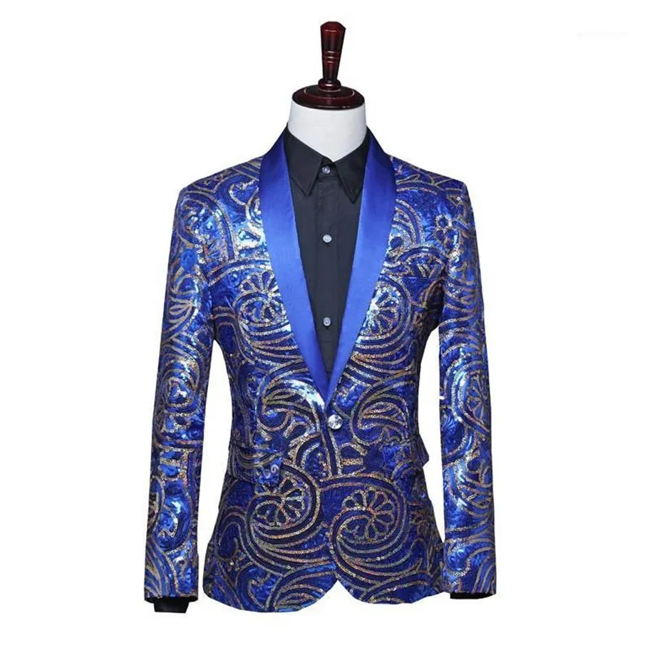 Men's Suits & Blazers Fancy Sequin Shawl Lapel Men Suit Blazer Stage Performance Coat Singer Annual Costume Jacket Blazer1233t