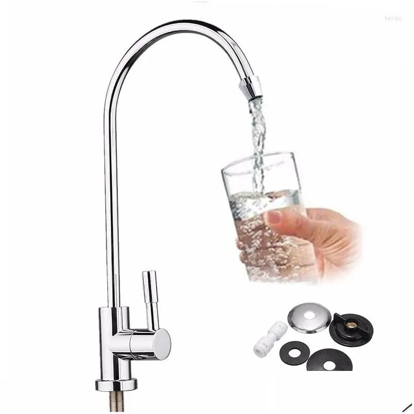 Grifos de cocina 1/4 pulgadas Grifo de agua fría Acero Sola manija 1/2 Cabezales Giratorio Osmosis inversa Filtro de bebida Gota Entrega Hom DHJFG