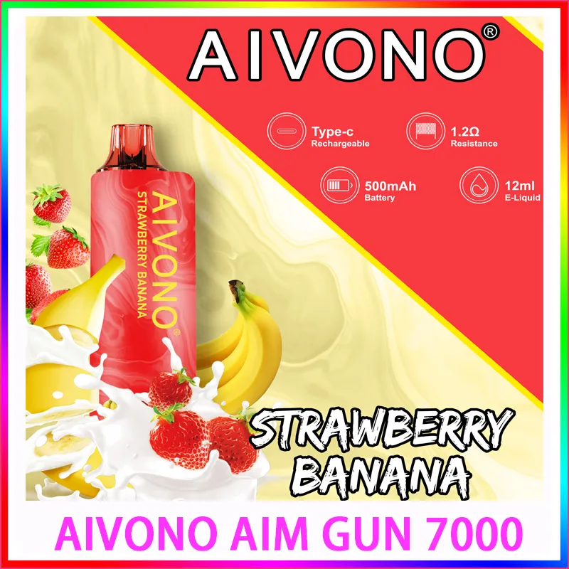 オリジナルのAivono Aivono Gun 7000 Puffs Vapes使い捨て蒸気電子タバコ5％2％0％ペン12mlメッシュコイルポッドEシガ