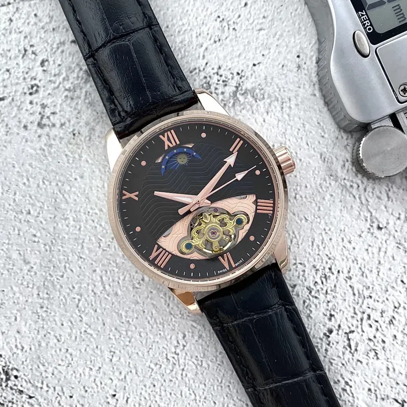 2023 Nouvelles montres de luxe pour hommes Tourbillon Cinq points automatiques Montre mécanique Designer de haute qualité Bracelet en cuir de marque européenne de haute qualité Cadeau de mode style un